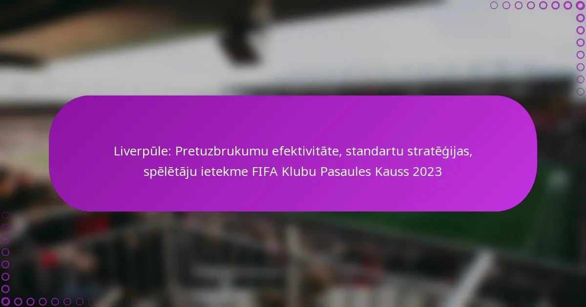 Liverpūle: Pretuzbrukumu efektivitāte, standartu stratēģijas, spēlētāju ietekme FIFA Klubu Pasaules Kauss 2023