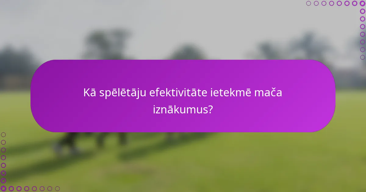 Kā spēlētāju efektivitāte ietekmē mača iznākumus?
