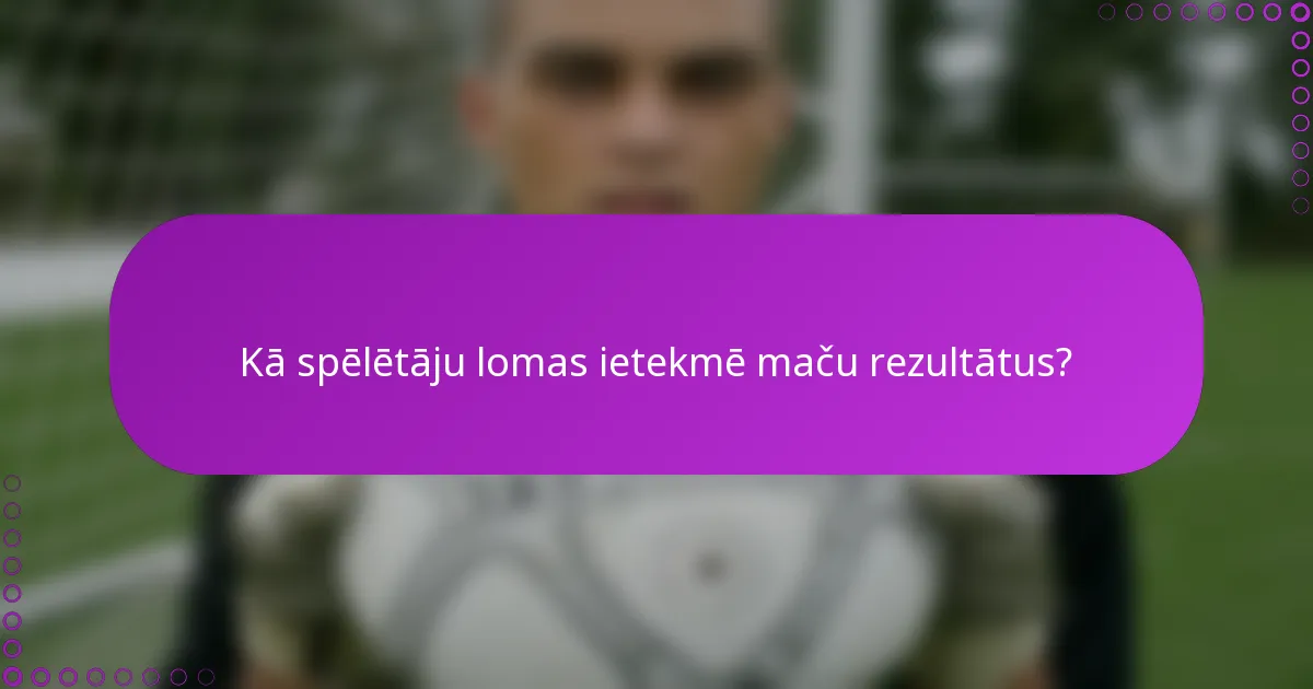 Kā spēlētāju lomas ietekmē maču rezultātus?